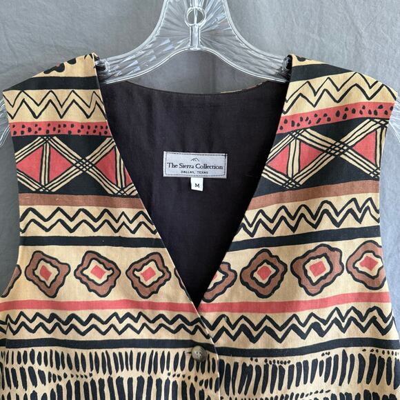 Vintage The Sierra Collection Vest Southwestern Earth Tone Folk-Inspired Size M - Picture 2 of 15